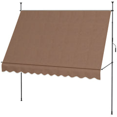 10' x 4' Manual Retractable Awning, Non-Screw Patio Awning, UV Resistant, for Window or Door, Coffee