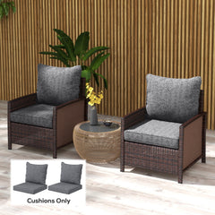 Patio Chair Cushions Set of 2 with Seat & Backrest, Fade Resistant Seat Replacement Cushion Set, Gray