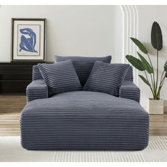 Planet Oversized Chaise Lounge Chair in Soft Corduroy, Modern Comfy Couch with Full Foam Cushioning, Cozy Sleeper Sofabed for Living Room, Bedroom, No Assembly Required, Grey