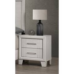 1pc Contemporary Two-Drawers Nightstand Bed Side Cabinet Wooden Furniture White/Beige Color