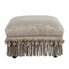 Apollo Accent Footstool Ottoman, Silvery-Blue Beige Paisley Jacquard