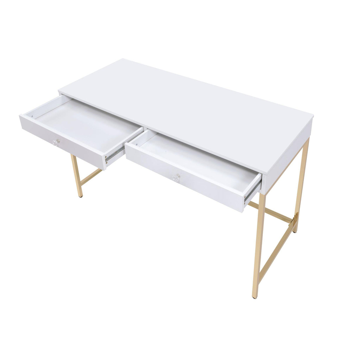 Astyanax White High Gloss & Gold Finish Writing Desk