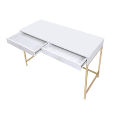 Astyanax White High Gloss & Gold Finish Writing Desk