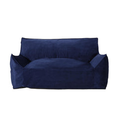 Aeneas Velveteen 2 Seater Oversized Bean Bag Chair with Armrests, Navy Blue