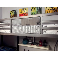 Modern Triple Twin L-shaped Bunk Bed Contemporary Style Corner Design With Workstation Full Metal Construction Silver Grey And Black Silver Finish