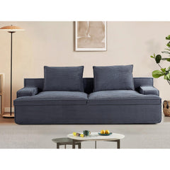 Saga Oversized Full Foam 4 Seater Couch for Living Room Upholstered in Soft Corduroy Fabric, Wide Armrests, Ergonomic Compressed Sofa in a Box, No Assembly, 90 Inch Wide, Grey