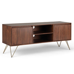 Nova 60 inch Wide Solid Mango Wood TV Stand in Urban Brown For TVs up to 65 inches