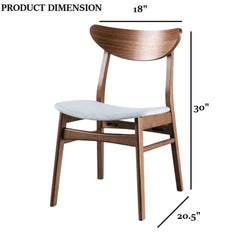 Mid-Century Modern 2pc Side Chair Angled Legs Padded Seat Curved Panel Back Walnut And Light Gray Finish