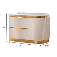 Pluto Gold Detailed Right 2-Drawer Nightstand made with Wood in White