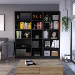 Lyric 3 Piece Home Bookcase set, 67" Wide with 15 Shelves , Living Room Set Set Black