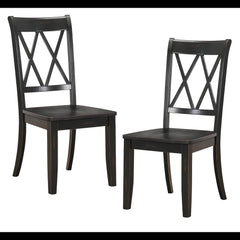 Eternity Black Finish Side Chairs Set of 2 Pine Veneer Transitional Double-X Back Design Dining Room Furniture