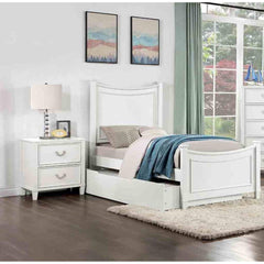 Transitional White 1pc Nightstand Only Dovetail Drawers Solid wood Bedside Table Chrome Hanging Pulls