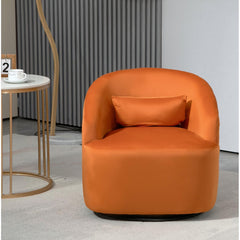 363 Degree Swivel Barrel Accent Chair, Velvet Upholstered Curved Armchair, Fully Assembled Contemporary Leisure Chair for Living Room Bedroom Office