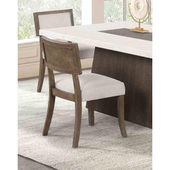 Contemporary Style 2pc Side Chair Upholstered Seat And Back Rest Dark Walnut And Light Gray Finish Dining Room