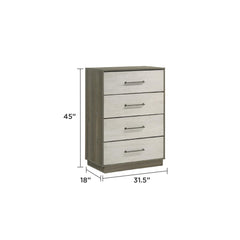 Perseus Modern Style 4-Drawer Chest Made with Wood in Beige & Brown