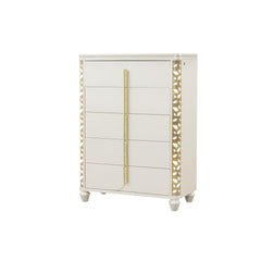 Dionysus Traditional Style Beige Wood Chest with Gold Coated LED Accents
