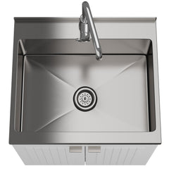 Epic - 24" Laundry Cabinet with Faucet and Stainless Steel Sink - White