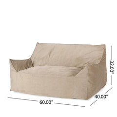 Aeneas Velveteen 2 Seater Oversized Bean Bag Chair with Armrests, Taupe