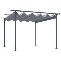 11.5' x 11.5' Outdoor Retractable Pergola Canopy, Metal Patio Shade Shelter for Backyard, Porch Party, Garden, Grill Gazebo, Gray