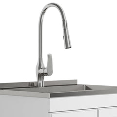 Gallery - 28" Laundry Cabinet with Faucet and Stainless Steel Sink - White