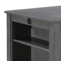 Waltz 36 Inch Counter Height Small Dining Table with Shelves, USB Port, Gray