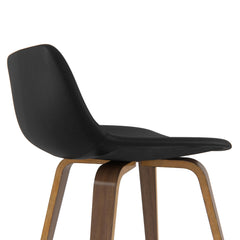 Aura 28 inch Seat Height Bentwood Counter/Bar Height Stool in Black Vegan Leather (Set of 2)