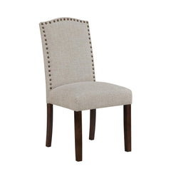 Modern Classic Side Chairs Set of 2, Taupe Fabric Upholstery Seat Back Nailhead Trim Dining Furniture
