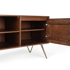 Nova 60 inch Wide Solid Mango Wood TV Stand in Urban Brown For TVs up to 65 inches