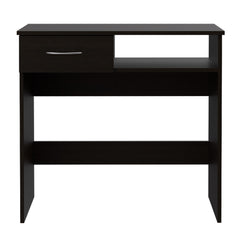 Home Office Set, Two Parts Set, One Drawer, Desktop, Keyboard Tray, Stand, Five Shelves, Black