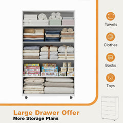 White 5-Drawer Dresser with handles – Modern Storage Cabinet