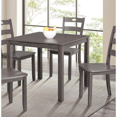 5pc Dining Table Set square 1x Table Slat Back 4x Chairs Transitional Style Gray Finish Dining Room