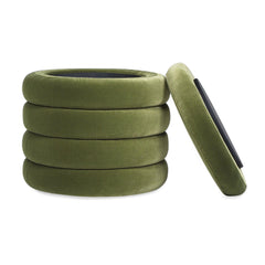 Tale 19" Oversized Round Storage Ottoman, Olive Green Performance Velvet
