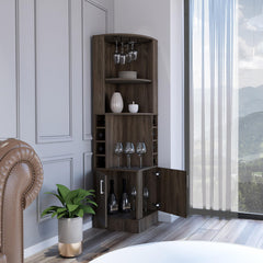 Asteroid Bar Cabinet, Two External Shelves, Dark Walnut