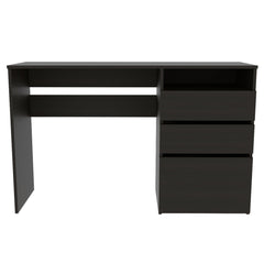 Chronicle Three Drawer Computer Desk, One Shelf -Black