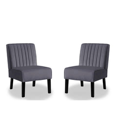 Venus Mid Century Modern Accent Chairs Set of 2 with Minimalist Design, Elegant Velvet Upholstery and Solid Wood Legs, Ideal for Living Room or Bedroom, Grey