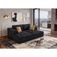 Full Compressed Corduroy Upholstered Double Chaises Loveseat - No Assembly Needed