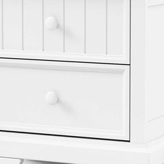 Zenith Nightstand 2 Drawers w Round Knobs, White Solid Hardwood, 24 Inch