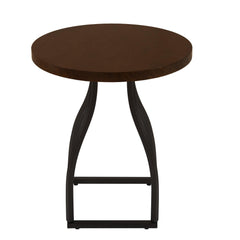 Apollo Accent Table, 20 Inch Round Wood Laminate Top, Black Metal Base