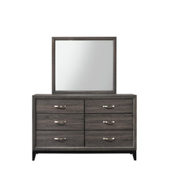 1pc Contemporary 6-Drawer Dresser Gray Finish Wooden Bedroom Furniture