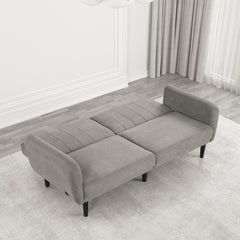 Clytemnestra Sofa Gray Color Converts into Bed Tufted Fabric Iron Leg Back Support 1pc Sofa Pocket Coil
