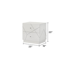 Record Nightstand – Lacquer Finish with Geometric Design and Velvet-Lined Drawers for Modern Bedrooms