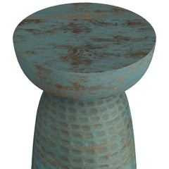 Comet 13 inch Solid Mango Accent Table in Teal Wash