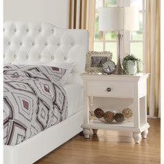 Modern Bedroom Nightstand White Color Wooden 1 Drawers And Shelf Bed Side Table Plywood