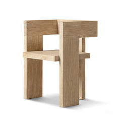 Crown Solid Reclaimed Elm Sculptural Block Accent Chair, Heritage Light Natural Brown