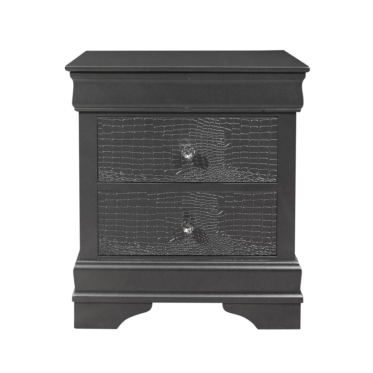 CHRONICLE CROCODILE METALLIC GREY NIGHTSTAND