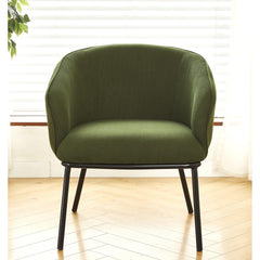 Modern Corduroy Accent Chair, Upholstered Armchair with Metal Legs, Mid-Century Barrel Chair for Living Room Bedroom, Easy Assembly
