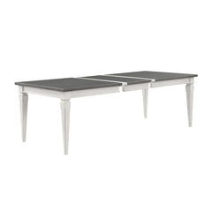 Sanctuary Rustic Gray & Weathered White Finish Dining Table W/Leaf