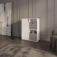 Astyanax 30" H Bookcase and Storage Cabinet with One Door and 2 Open Display Shelves, Compact Storage Cabinet