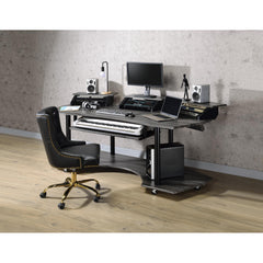 83" Eleazar Black Oak Finish Music Recording Studio Desk