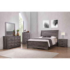 1pc Contemporary Four Drawers Chest Bed Side Cabinet Wooden Furniture Rustic Gray Color